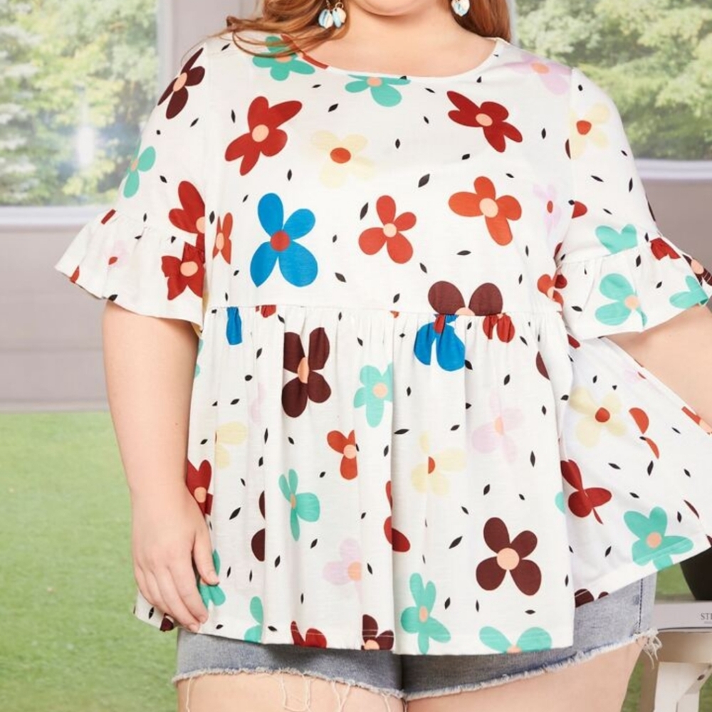 Daisy boho flounce babydoll top blouse sz 3XL NWOT *D5